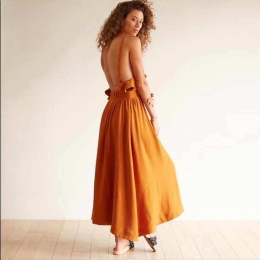 Anthropologie Orange Backless Dress